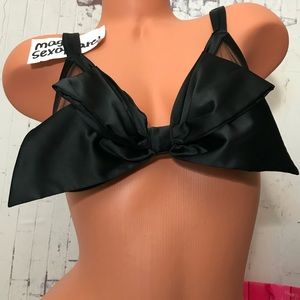 VS LUXE S L SATIN BOW BRALETTE BRA MESH TOP PLUNGE